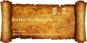 Balko Krisztina névjegykártya